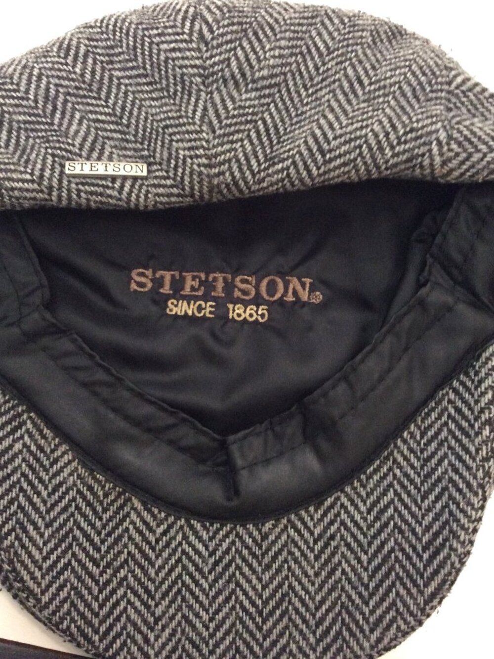 Stetson Herringbone Tweed Newboy/Driving Cap - Gray
